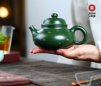 Авторский Исинский Чайник "Зеленая глина с позолотой", SHQ #716, 320мл.