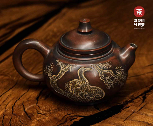 Авторский Чайник из Циньчжоу "Журавлики и Сосны" #247, 220мл