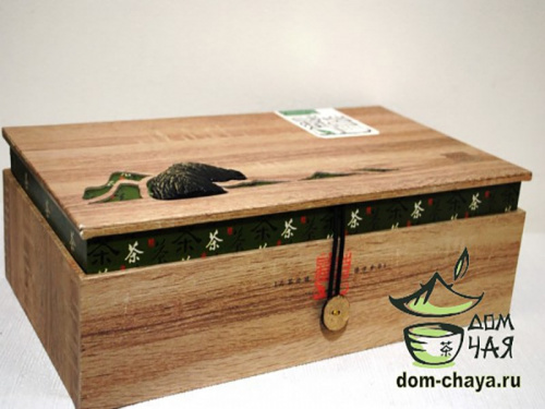 Подарочная коробка из дерева, с 2 фарфоровыми чайницами