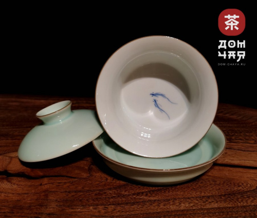 Гайвань, Фарфор Селадон «Рыбки», 130мл.