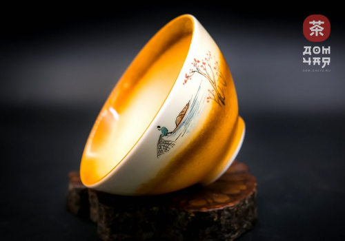 Пиала Цзиндэчжэнь, ручная роспись "Рыбак" #35, 80мл