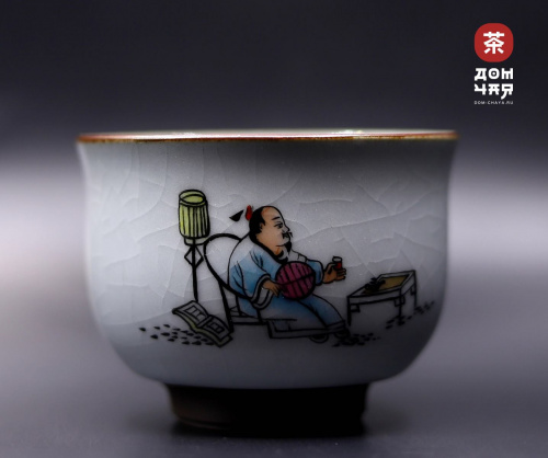 Пиала Цзиндэчжэнь Кракелюр, "чайная церемония" ручная роспись, 110мл.