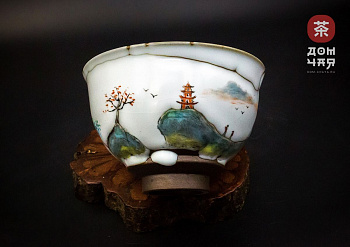 Пиала Цзиндэчжэнь, ручная роспись "Горный пейзаж" #39, 100мл