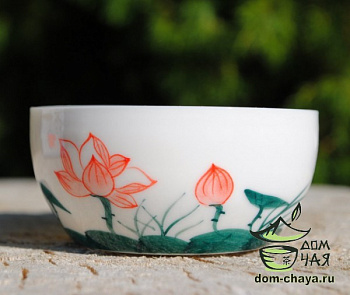 Пиала ручной росписи «Лотос, рыбки» t11