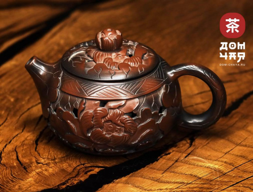 Лотосовый Пруд, Двойная резьба "Авторский Чайник из Гуанси", 290мл.