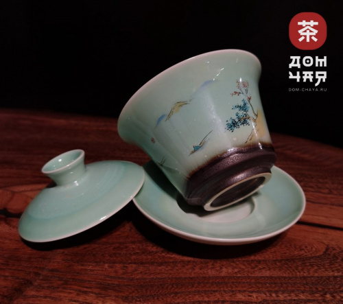 Гайвань фарфор, Бирюза «Пейзаж», 140мл.