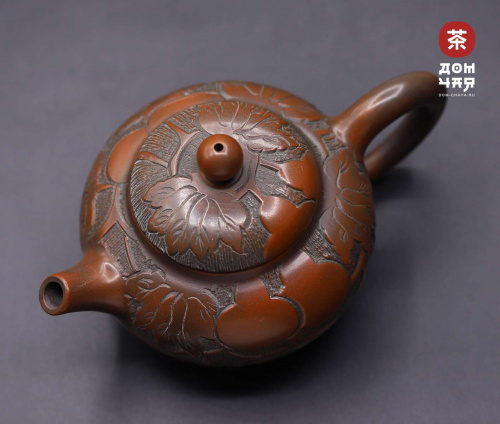 Авторский Чайник из Гуанси, Тонкая резьба Горлянки #221,110мл