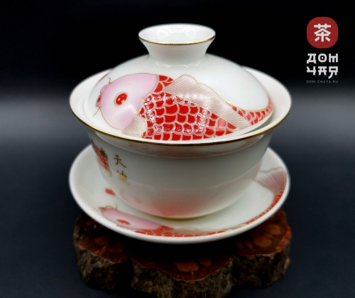 Гайвань, фарфор «Карпы», 100 мл.