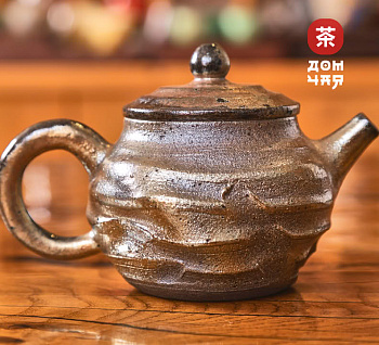 Чайник 190мл "Золотой Метеорит", цзяньшуйская керамика, дровяной обжиг