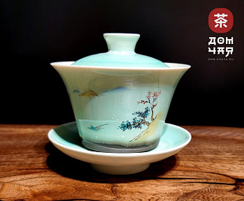 Гайвань фарфор, Бирюза «Пейзаж», 140мл.