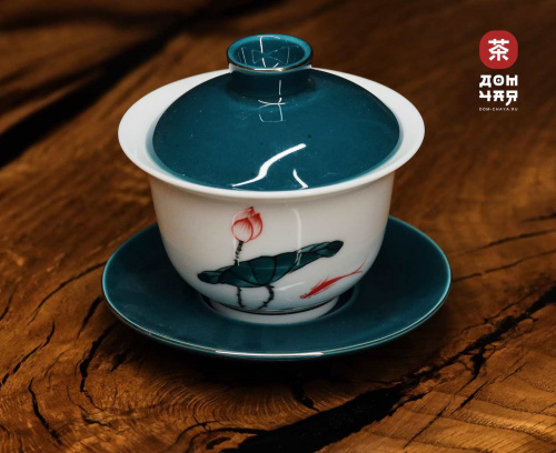 Гайвань "Лотос" Тонкостенный Фарфор, ручная роспись, 140 мл.