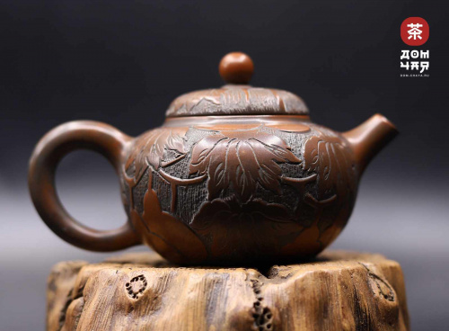Авторский Чайник из Гуанси, Тонкая резьба Горлянки #221,110мл