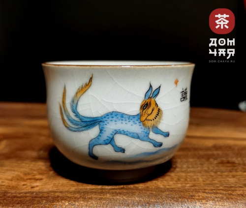 Пиала "Мифическое существо" №3, Цзиньдэчжэньский фарфор, ручная роспись,100 мл.