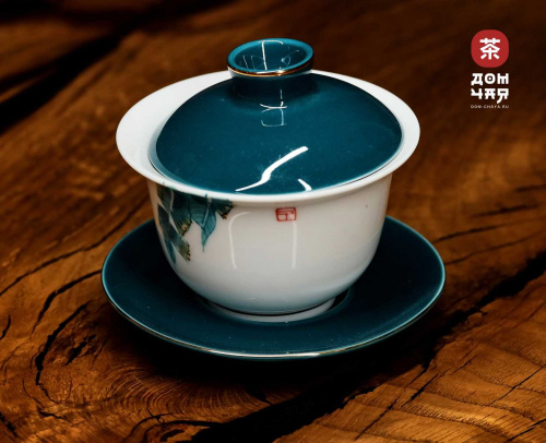 Гайвань "Листок" Тонкостенный Фарфор, ручная роспись, 140 мл.