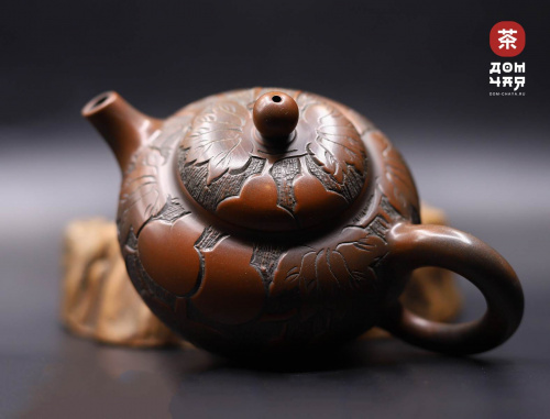 Авторский Чайник из Гуанси, Тонкая резьба Горлянки #221,110мл