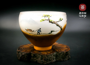 Пиала Цзиндэчжэнь, ручная роспись "Рыбак" #33, 120мл