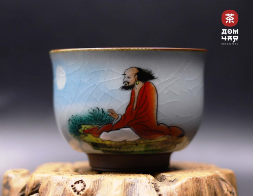 Пиала Цзиндэчжэнь Кракелюр, "Старец" ручная роспись, 110мл.