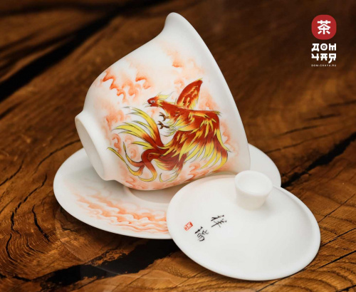 Гайвань Цзиньдэчжэнь "Феникс", Матовый фарфор, ручная роспись, 180 мл.