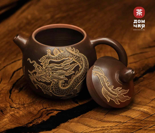 Авторский Чайник из Циньчжоу "Дракон", дровяной обжиг #64, 155мл.