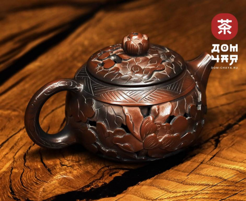 Лотосовый Пруд, Двойная резьба "Авторский Чайник из Гуанси", 290мл.