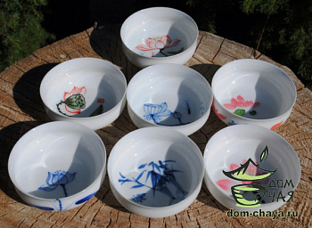 Пиалы из тонкостенного Фарфора ручной росписи f11