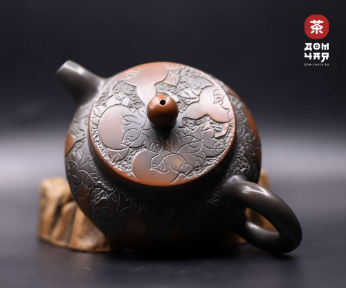 Авторский Чайник из Гуанси,Тонкая резьба Горлянки #223, 120мл