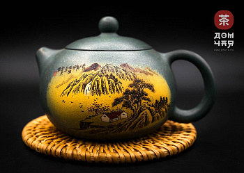 Исинский чайник "Горная Деревня", Зеленая глина #695, 250мл.