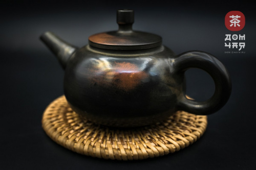 Авторский Чайник из Циньчжоу, дровяной обжиг "Черный Буратино" #93, 160мл.