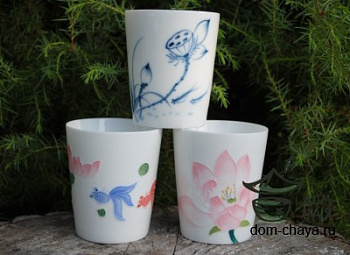 Пиалы из тонкостенного Фарфора ручной росписи f09, 150мл.