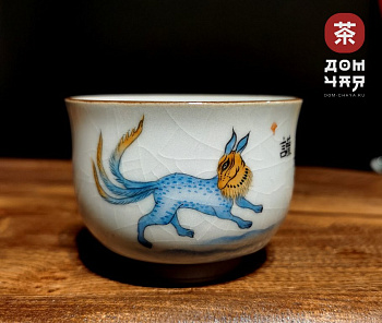 Пиала "Мифическое существо" №3, Цзиньдэчжэньский фарфор, ручная роспись,100 мл.