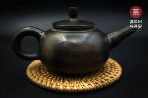 Авторский Чайник из Циньчжоу, дровяной обжиг "Черный Буратино" #93, 160мл.