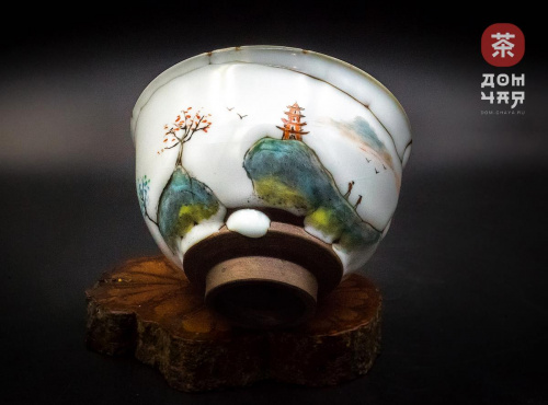 Пиала Цзиндэчжэнь, ручная роспись "Горный пейзаж" #39, 100мл