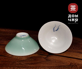 Пиала, Фарфор Селадон «Карпы» 60 мл