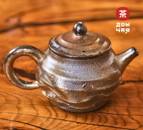 Чайник 190мл "Золотой Метеорит", цзяньшуйская керамика, дровяной обжиг