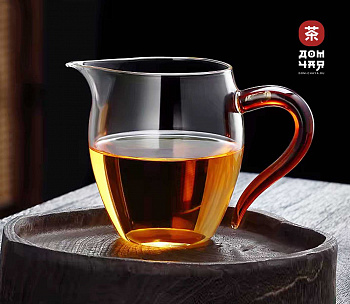 Чахай из стекла с коричневой ручкой, 350 мл.