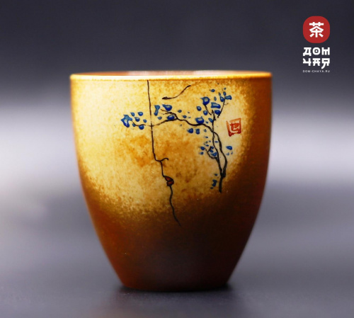 Пиала Цзиндэчжэнь "Голубое дерево" ручная роспись, 77мл.