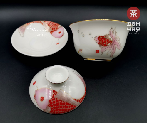 Гайвань, фарфор «Карпы», 100 мл.