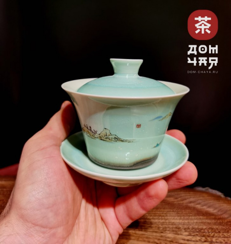 Гайвань фарфор, Бирюза «Пейзаж», 140мл.