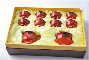 Набор посуды фарфор (гайвань + 7 чашек + чахай)