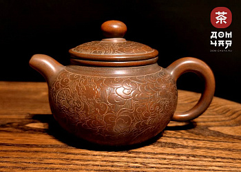 Авторский Чайник из Гуанси "Дракон в облаках", форма Фан Гу #144, 180мл
