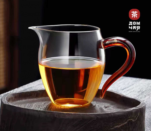 Чахай из стекла с коричневой ручкой, 350 мл.