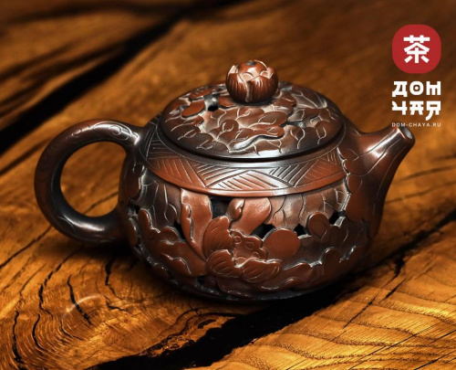 Лотосовый Пруд, Двойная резьба "Авторский Чайник из Гуанси", 290мл.