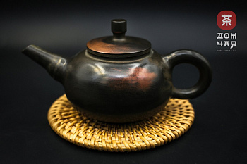 Авторский Чайник из Циньчжоу, дровяной обжиг "Черный Буратино" #93, 160мл.
