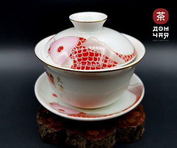 Гайвань, фарфор «Карпы», 100 мл.