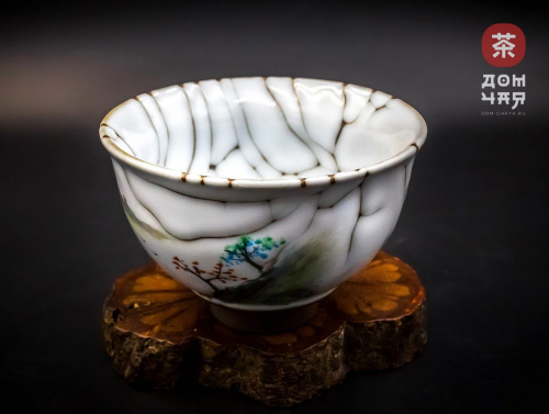 Пиала Цзиндэчжэнь, ручная роспись "Горный пейзаж" #38, 100мл