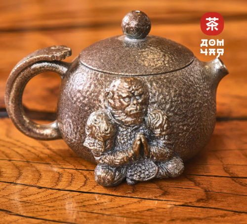 Чайник 185мл "Царь Обезьян", цзяньшуйская керамика, 3D резьба, дровяной обжиг