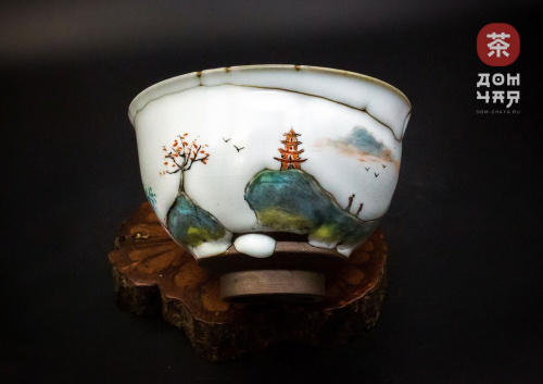 Пиала Цзиндэчжэнь, ручная роспись "Горный пейзаж" #39, 100мл