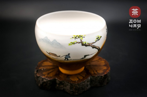 Пиала Цзиндэчжэнь, ручная роспись "Рыбак" #33, 120мл