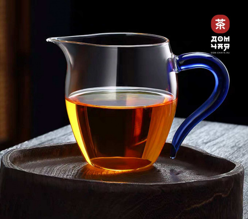 Чахай из стекла с синей ручкой, 350 мл.